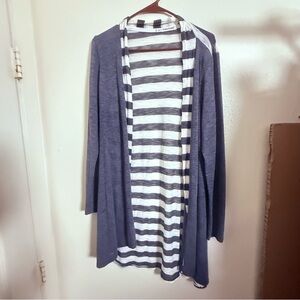 Maurices Gray and White Striped Cardigan